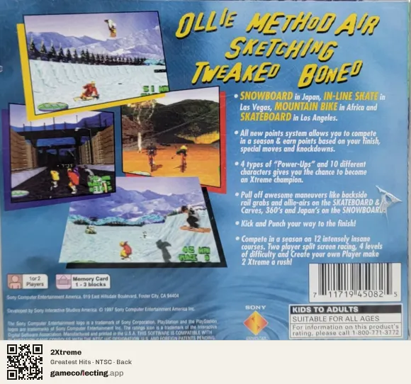 2Xtreme PlayStation, NTSC box back