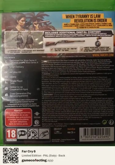 Far Cry 6 Xbox One, Italy box back
