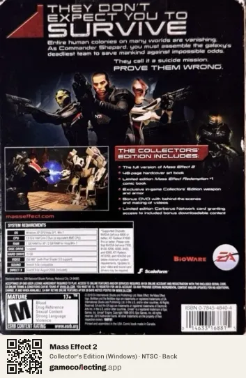 Mass Effect 2 Computer, NTSC box back