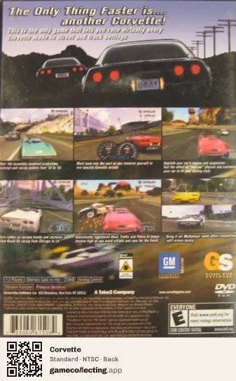 Corvette PlayStation 2, NTSC box back