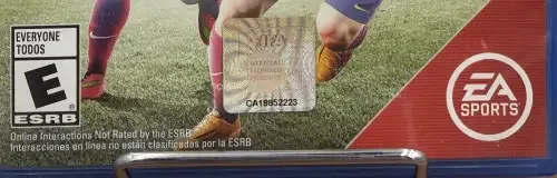 FIFA 15, the ESRB box on its front