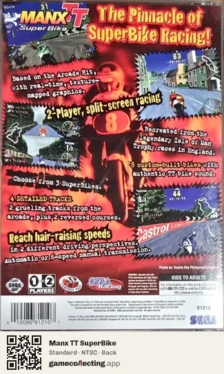 Manx TT SuperBike Sega Saturn, NTSC box back