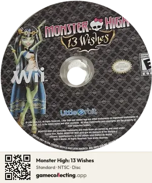 Monster High: 13 Wishes Nintendo Wii, NTSC disc