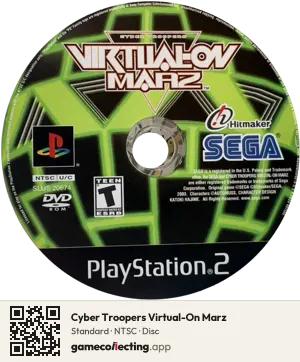 Cyber Troopers Virtual-On Marz PlayStation 2, NTSC disc