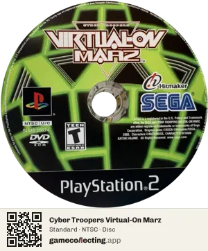 Cyber Troopers Virtual-On Marz PlayStation 2, NTSC disc