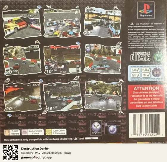 Destruction Derby PlayStation, United Kingdom box back