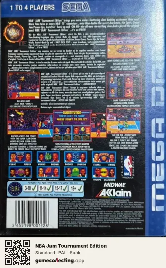 NBA Jam Tournament Edition Sega Mega Drive / Genesis, PAL box back