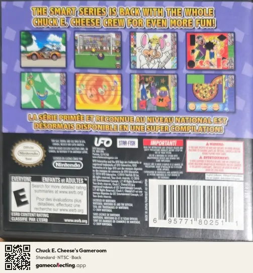 Chuck E. Cheese's Gameroom Nintendo DS, NTSC box back