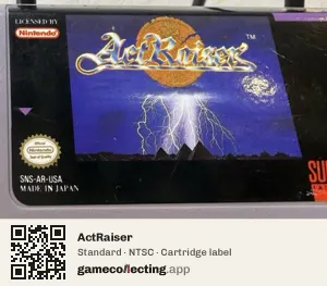 ActRaiser Super Nintendo Entertainment System, NTSC cartridge label