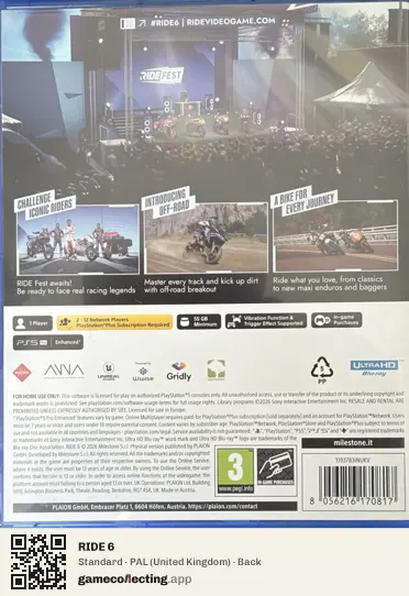 RIDE 6 PlayStation 5, United Kingdom box back