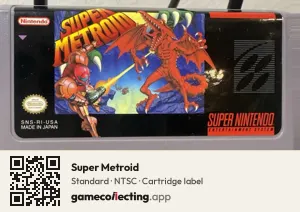 Super Metroid Super Nintendo Entertainment System, NTSC cartridge label