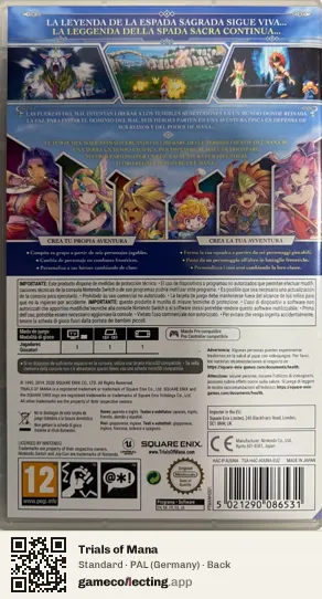 Trials of Mana Nintendo Switch, Germany box back