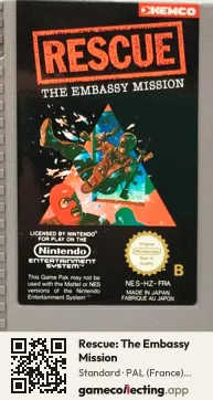 Rescue: The Embassy Mission Nintendo Entertainment System, PAL cartridge label