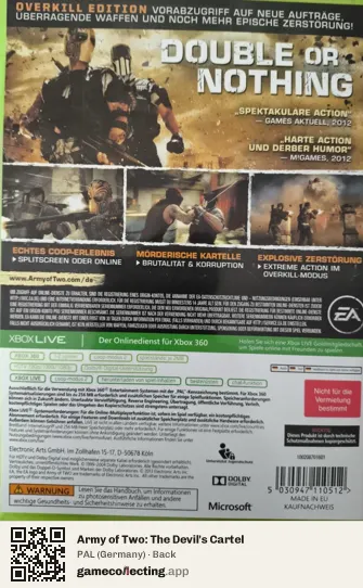 Army of Two: The Devil's Cartel Xbox 360, Germany box back