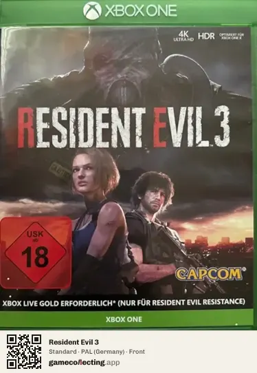 Resident Evil 3 Xbox One, Germany box front