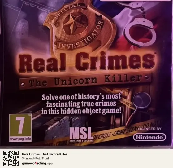 Real Crimes: The Unicorn Killer Nintendo DS, PAL box front