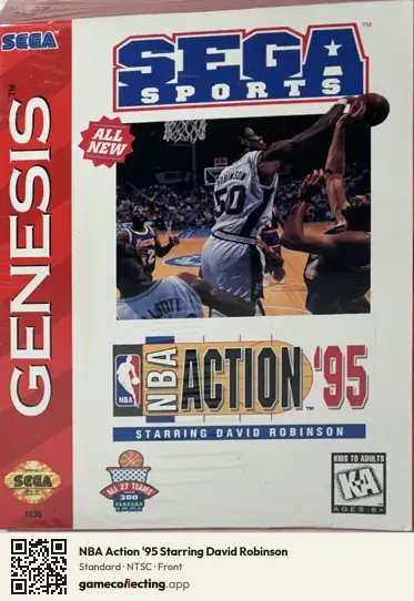 NBA Action '95 Starring David Robinson Sega Mega Drive / Genesis, NTSC box front