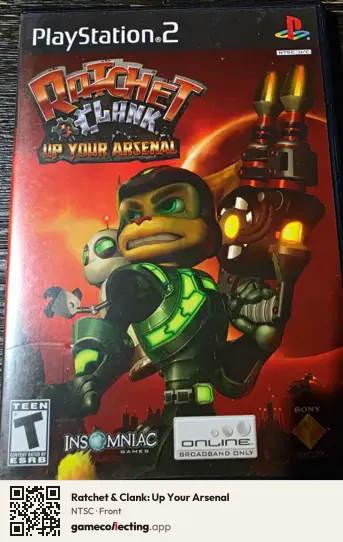 Ratchet & Clank: Up Your Arsenal PlayStation 2, NTSC box front