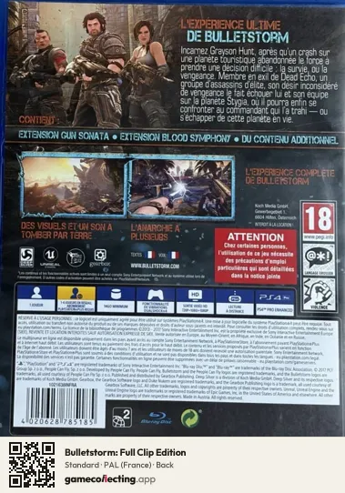 Bulletstorm: Full Clip Edition PlayStation 4, France box back