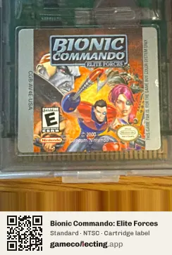 Bionic Commando: Elite Forces Game Boy Color, NTSC cartridge label