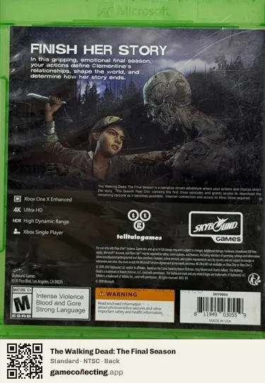 The Walking Dead: The Final Season Xbox One, NTSC box back