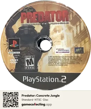 Predator: Concrete Jungle PlayStation 2, NTSC disc