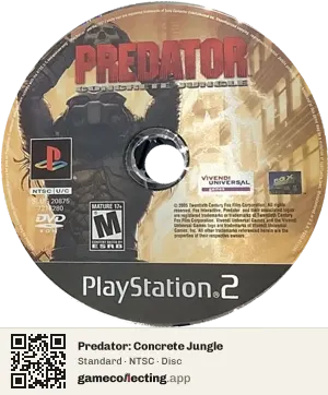 Predator: Concrete Jungle PlayStation 2, NTSC disc