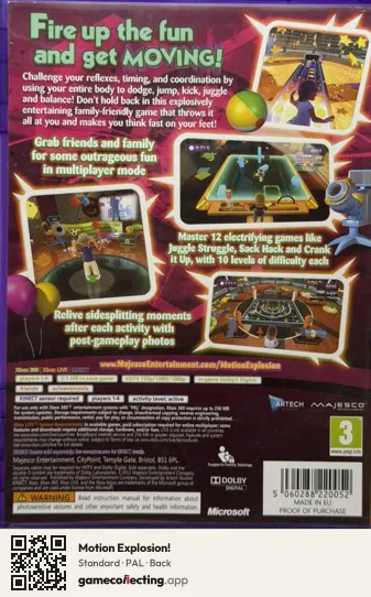 Motion Explosion! Xbox 360, PAL box back