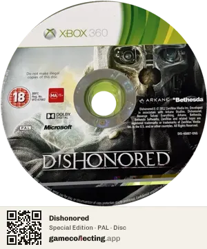Dishonored Xbox 360, PAL disc