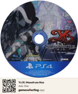 Ys IX: Monstrum Nox PlayStation 4, Asia disc
