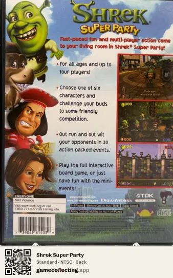 Shrek Super Party PlayStation 2, NTSC box back