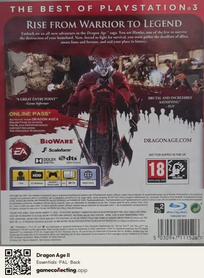Dragon Age II PlayStation 3, PAL box back