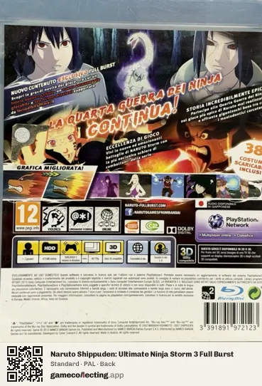 Naruto Shippuden: Ultimate Ninja Storm 3 Full Burst PlayStation 3, PAL box back