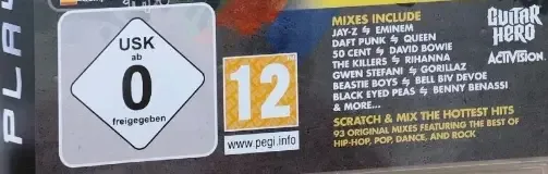 DJ Hero, the USK square on its front