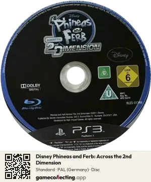 Disney Phineas and Ferb: Across the 2nd Dimension PlayStation 3, PAL disc
