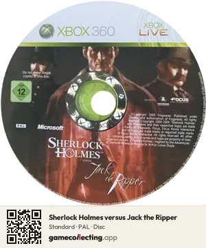 Sherlock Holmes versus Jack the Ripper Xbox 360, PAL disc