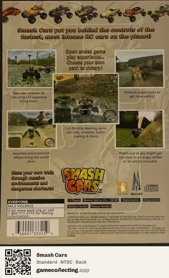 Smash Cars PlayStation 2, NTSC box back