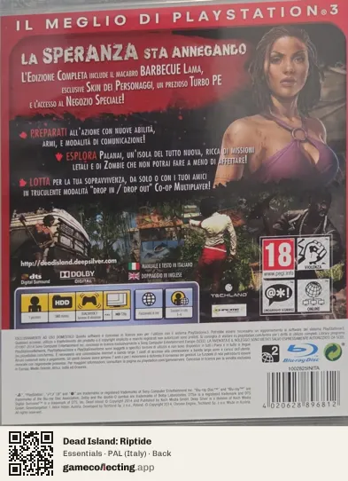 Dead Island: Riptide PlayStation 3, Italy box back