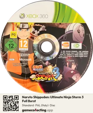Naruto Shippuden: Ultimate Ninja Storm 3 Full Burst Xbox 360, PAL disc