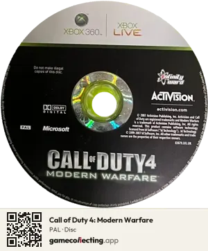 Call of Duty 4: Modern Warfare Xbox 360, PAL disc