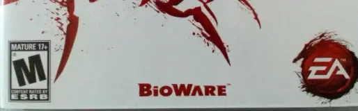 Dragon Age: Origins: Awakening, the ESRB box on its front