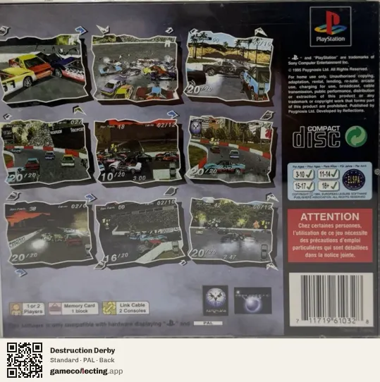 Destruction Derby PlayStation, PAL box back