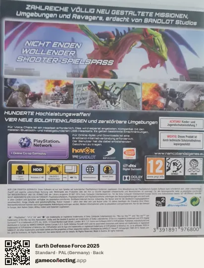 Earth Defense Force 2025 PlayStation 3, Germany box back