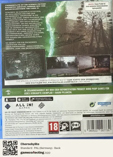 Chernobylite PlayStation 5, Germany box back