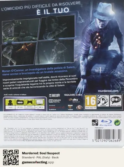 Murdered: Soul Suspect PlayStation 3, Italy box back