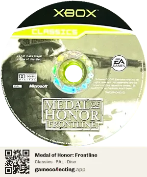 Medal of Honor: Frontline Xbox, PAL disc