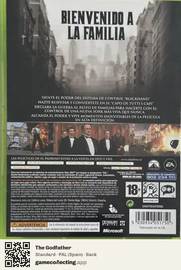 The Godfather Xbox 360, Spain box back