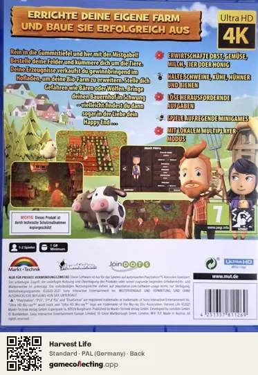 Harvest Life PlayStation 5, Germany box back