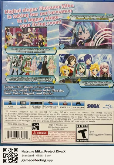 Hatsune Miku: Project Diva X PlayStation 4, NTSC box back