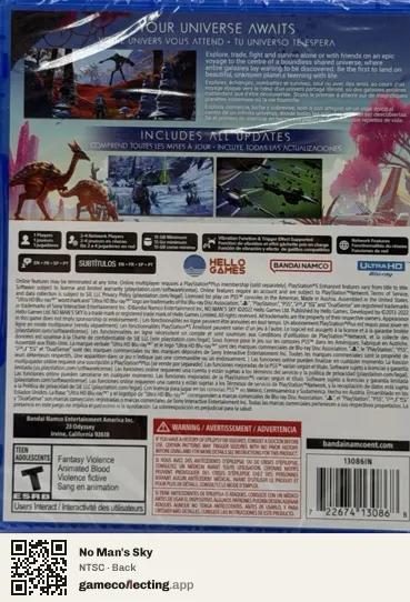 No Man's Sky PlayStation 5, NTSC box back